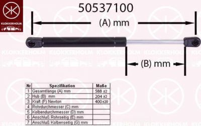 KLOKKERHOLM 50537100 газовая пружина, крышка багажник на OPEL ASTRA J