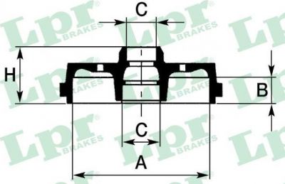 LPR 7D0431 Барабан тормозной SEAT INCA (6K9)_VOLKSWAGEN CADDY II Box (9K9A), CA (6K9501615)