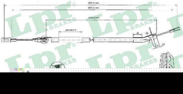 LPR C0444B трос, стояночная тормозная система на MERCEDES-BENZ SPRINTER 2-t c бортовой платформой/ходовая часть (901, 902)