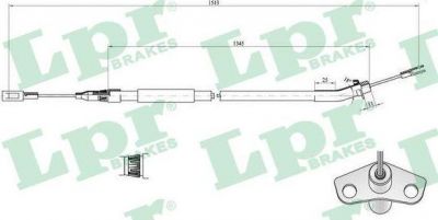 LPR C0448B трос, стояночная тормозная система на MERCEDES-BENZ SPRINTER 2-t c бортовой платформой/ходовая часть (901, 902)