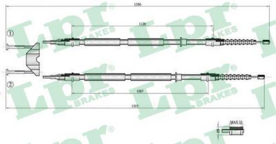 LPR C0537B трос, стояночная тормозная система на OPEL ASTRA H (L48)