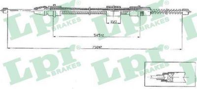 LPR C0634B трос, стояночная тормозная система на PEUGEOT 406 (8B)