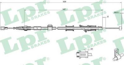 LPR C0916B трос, стояночная тормозная система на VOLVO V40 универсал (VW)