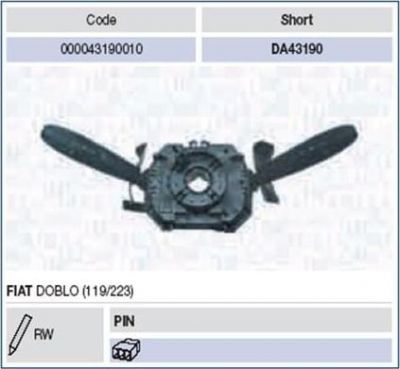 Magneti Marelli 000043190010 выключатель на колонке рулевого управления на FIAT DOBLO Cargo (223)