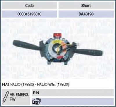 MAGNETI MARELLI Выключатель на колонке рулевого управления (000043193010)