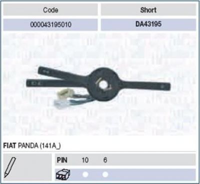 Magneti Marelli 000043195010 выключатель на колонке рулевого управления на FIAT PANDA Van (141_)