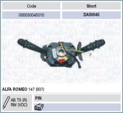 Magneti Marelli 000050045010 выключатель на колонке рулевого управления на ALFA ROMEO 147 (937)