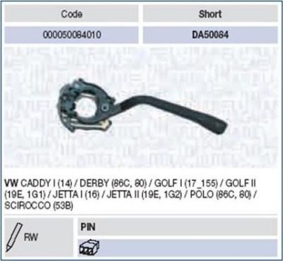 Magneti Marelli 000050084010 выключатель на колонке рулевого управления на VW SCIROCCO (53B)