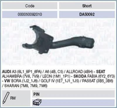 Magneti Marelli 000050092010 выключатель на колонке рулевого управления на VW PASSAT Variant (3B6)