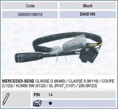 Magneti Marelli 000050106010 выключатель на колонке рулевого управления на MERCEDES-BENZ седан (W123)