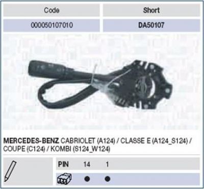 Magneti Marelli 000050107010 выключатель на колонке рулевого управления на MERCEDES-BENZ E-CLASS (W124)