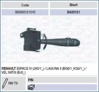 Magneti Marelli 000050121010 выключатель на колонке рулевого управления на RENAULT LAGUNA II (BG0/1_)