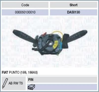 Magneti Marelli 000050130010 выключатель на колонке рулевого управления на FIAT PUNTO (188)