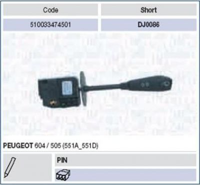 Magneti Marelli 510033474501 выключатель на колонке рулевого управления на PEUGEOT 505 Break (551D)
