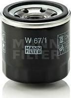 MANN Фильтр масляный MAZ NIS SUB KIA HYU FOR INFINITI G35 (W 67/1)