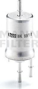 MANN Фильтр топливный VAG Polo(9N)/FABIA 1,2-1,6L 99-> (с регулятором давления 3 bar) (6Q0201051B, WK69/1)