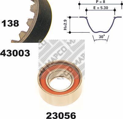 MAPCO 23003 комплект ремня грм на FIAT UNO (146A/E)