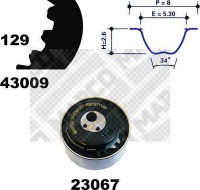 MAPCO 23009 комплект ремня грм на FIAT LINEA (323)