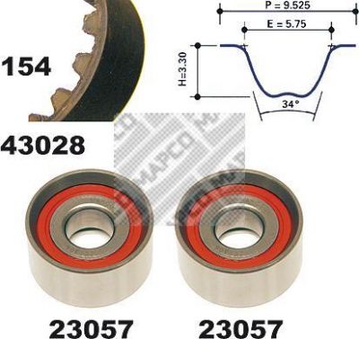 MAPCO 23028 комплект ремня грм на OPEL MOVANO Combi (J9)