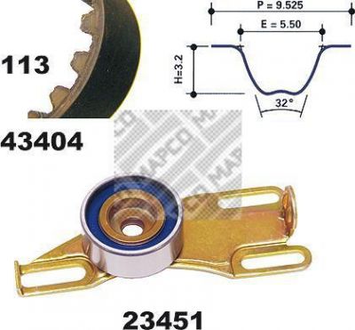 MAPCO 23404 комплект ремня грм на PEUGEOT 309 II (3C, 3A)