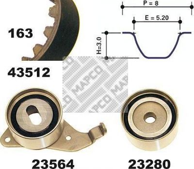 MAPCO 23512 комплект ремня грм на TOYOTA CAMRY (_V2_)