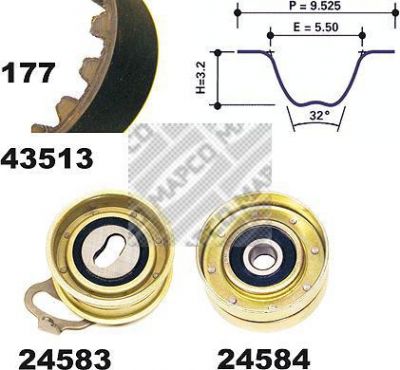 MAPCO 23513 комплект ремня грм на TOYOTA CAMRY Liftback (_V1_)