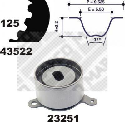 MAPCO 23522 комплект ремня грм на HONDA CR-V I (RD)