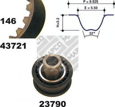 MAPCO 23721 комплект ремня грм на OPEL KADETT E Combo (38_, 48_)