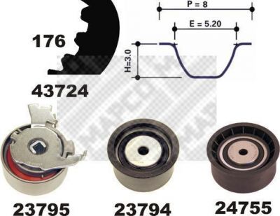 MAPCO 23729 комплект ремня грм на OPEL VECTRA A (86_, 87_)