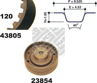 MAPCO 23805 комплект ремня грм на VW PASSAT (32B)