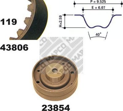 MAPCO 23806 комплект ремня грм на VW LT 28-35 I автобус (281-363)