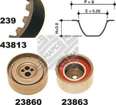 MAPCO 23813 комплект ремня грм на AUDI 80 Avant (8C, B4)