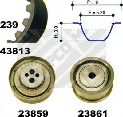 MAPCO 23817 комплект ремня грм на AUDI 80 Avant (8C, B4)