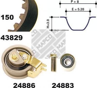 MAPCO 23831 комплект ремня грм на VW GOLF IV (1J1)