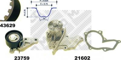 MAPCO 41629 водяной насос + комплект зубчатого ремня на FORD FOCUS II (DA_)