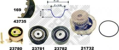 MAPCO 41735/1 водяной насос + комплект зубчатого ремня на OPEL VECTRA B (36_)