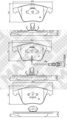 MAPCO 6791 Комплект тормозных колодок передних с датчиками износа (диск 345x30mm) (04466-42030)