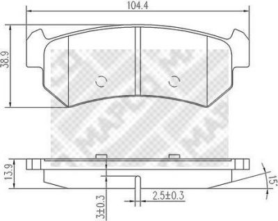 MAPCO 6812 Колодки тормозные задние Chevrolet Lacetti (96405131)