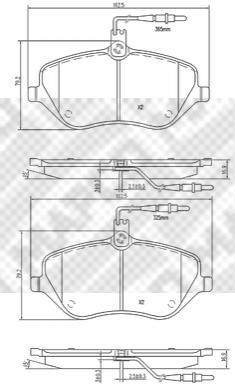 MAPCO 6825 комплект тормозных колодок, дисковый тормоз на PEUGEOT 407 SW (6E_)