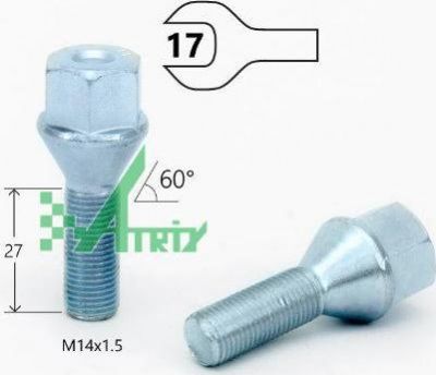 Матрикс C17D27 Болт M14x1.5x27 цинк конус с выступом 17мм