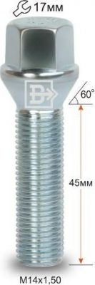 Матрикс C17D45 Z Болт M14x1.50x45 Цинк Конус с выступом ключ 17 мм 074177