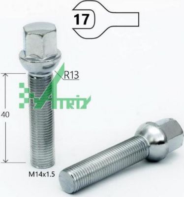 Матрикс S17D40 Болт M14x1.5x40 хром сфера с выступом ключ 17мм