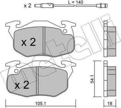 METELLI 22-0037-2 комплект тормозных колодок, дисковый тормоз на PEUGEOT 405 II Break (4E)