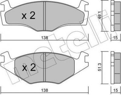 METELLI 22-0045-0 комплект тормозных колодок, дисковый тормоз на VW SCIROCCO (53B)