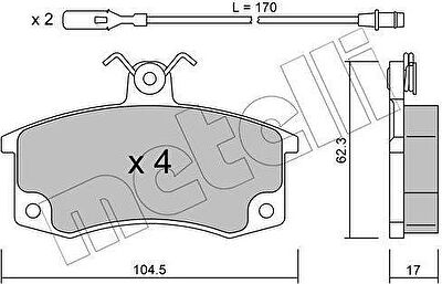 METELLI 22-0062-1 комплект тормозных колодок, дисковый тормоз на LADA 112