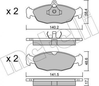 METELLI 22-0077-0 комплект тормозных колодок, дисковый тормоз на OPEL ASTRA F Наклонная задняя часть (53_, 54_, 58_, 59_)