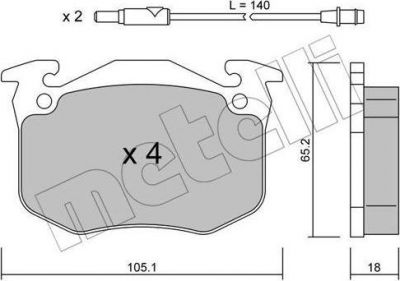 METELLI 22-0090-0 комплект тормозных колодок, дисковый тормоз на PEUGEOT 505 Break (551D)