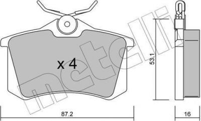 METELLI 22-0100-2 комплект тормозных колодок, дисковый тормоз на RENAULT MEGANE III Наклонная задняя часть (BZ0_)