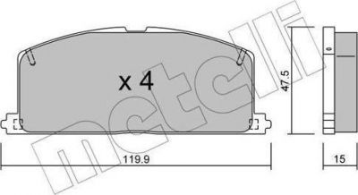 METELLI 22-0108-0 комплект тормозных колодок, дисковый тормоз на TOYOTA COROLLA Liftback (_E8_)