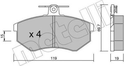 METELLI 22-0148-0 комплект тормозных колодок, дисковый тормоз на AUDI 80 (89, 89Q, 8A, B3)